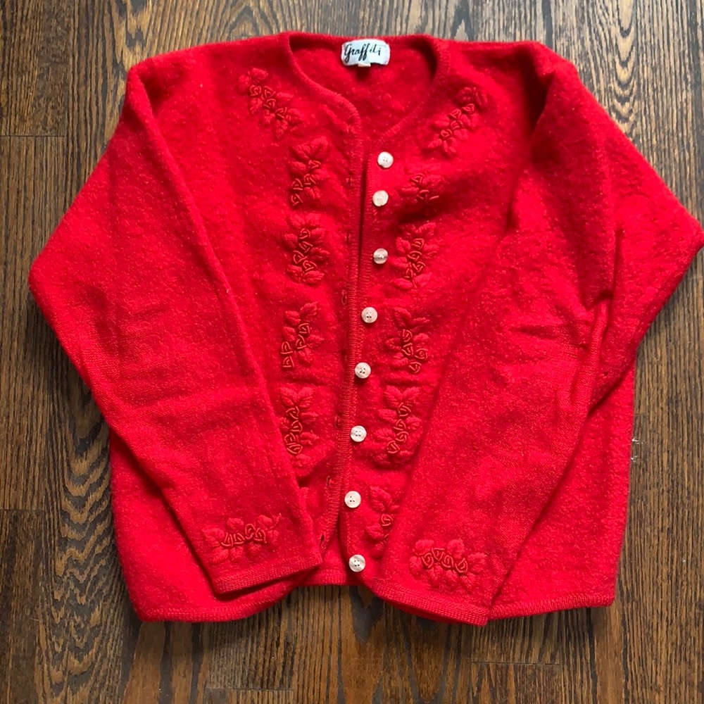 Vintage Red Wool Blazer Small